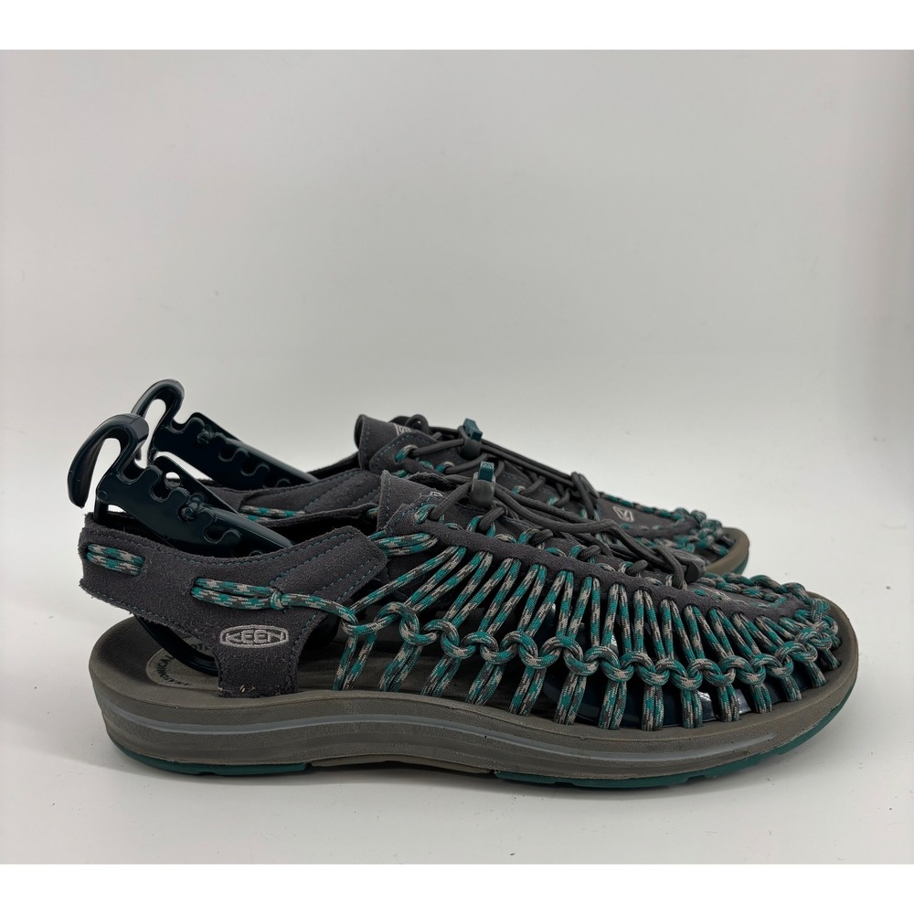 Keen Uneek Sandals Women's 9.5 Grey Teal Corded Lace Up 1014113